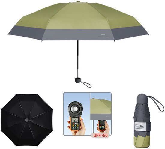 TDR Opvouwbare Paraplu - Windproof UV-SPF 50+ - Matcha Groen