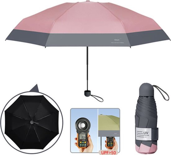 Opvouwbare Paraplu -Windproof- zonnescherm UV-SPF 50+compact en draagbaar-  Extra sterk  -  Roze