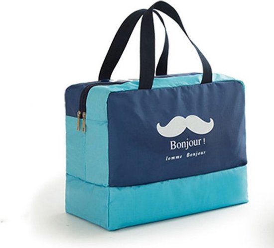 2 Stuks Multifunctionele waterdichte tas met aparte compartimenten voor droge en natte kleding en een schoenenvak - ideaal voor strand, zwembad, sport, reizen en meer - marineblauw - 35 x 17 x 29 cm