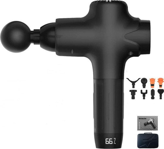 TDR Massager Gun: Het Ultieme Massageapparaat voor Sport, Fasciabehandeling, Relaxatie & Pijnbestrijding - Met 7 Niveaus & 8 Accessoires - Zwart