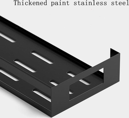 TDR - Kruidenrek / Opbergrek -  RVS -  Perforatievrij aan de muur gemonteerd  -  40x13x6 cm - Zwart