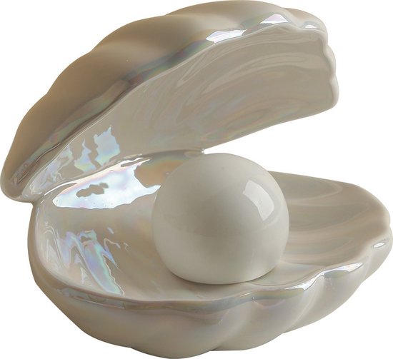 Keramische LED Nachtlamp Schelpvorm - 2 Batterijen Inbegrepe