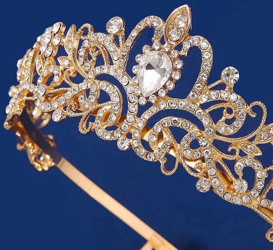 Betoverende Diadeem Kroon met Zijdelingse Kammen - Schitterend Accessoire voor Speciale Gelegenheden-goud