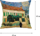 TDR - Sierkussensloop - van katoen en linnen - 45 x 45 cm - Thema: van Gogh ,Het witte huis bij nacht