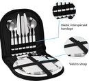 TDR- Picknick set - kamperen set - camping servies - voor 2 personen ( 2x mes, vork en lepel, 2 borden, kurkentrekker, placemat, snijplank)