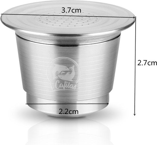 5 delige Herbruikbare RVS Nespresso Capsule Set met Tamper,