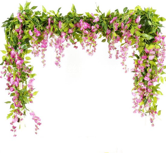 2x Gesimuleerde Wisteria Rank Kunstplant Slinger 180cm Paars