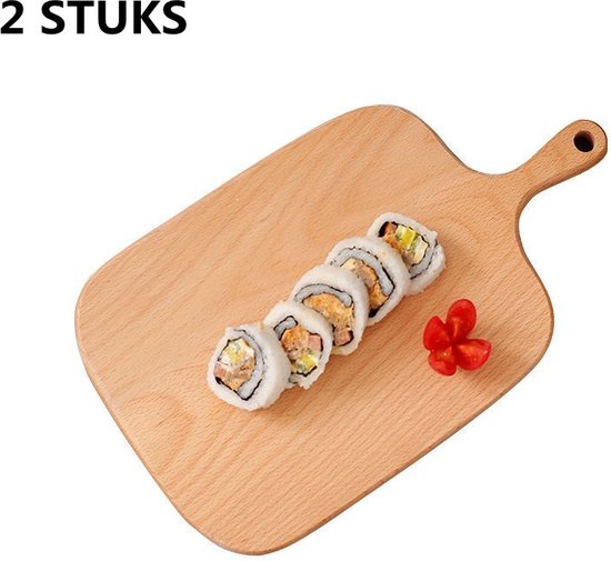 2x Beukenhouten Snij- en Serveerplank met Handvat 32,5cm