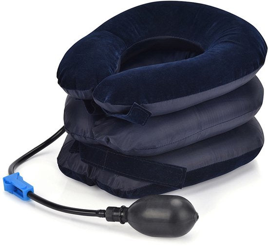 Opblaasbaar ergonomisch nekkussen - neksteun, fleece, blauw