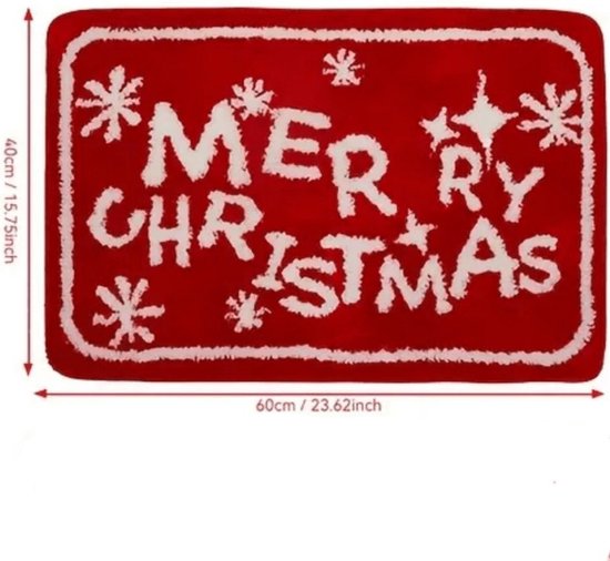 2 stuks Luxe Kerst Vloerkleed – Merry Christmas Design – Antislip, Zacht en Waterabsorberend - 40x60 cm