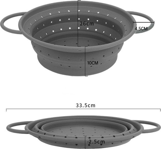 Unikorf 2 stuks Opvouwbaar Siliconen Vergiet - Grijs