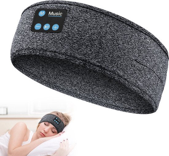 Merkloos Bluetooth 2-in-1 Hoofdband & Slaapmasker Grijs
