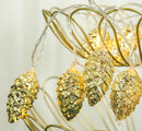 Kerstverlichting Gouden Dennenappels op Batterij – 2 Meter Lichtketting met 10 Sfeervolle Lampjes-Sfeervolle Feestdecoratie- Warm Wit Licht-goud