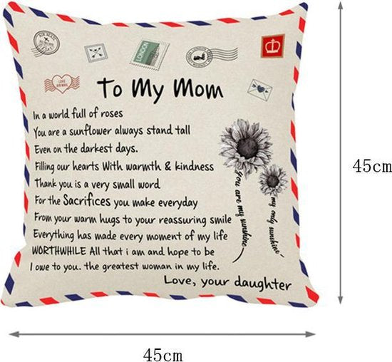 Sierkussensloop 45x45 cm - 'To my mom' - Moederdag cadeau
