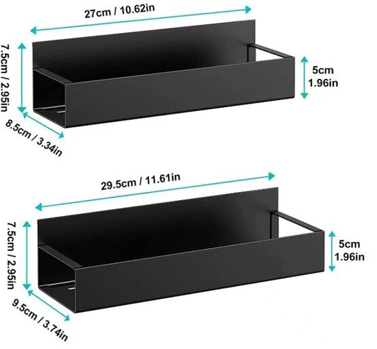4-in-1 Magnetisch Kruidenrek Set – RVS – Perforatievrij – Wandmontage – Zwart – Keuken Organizer