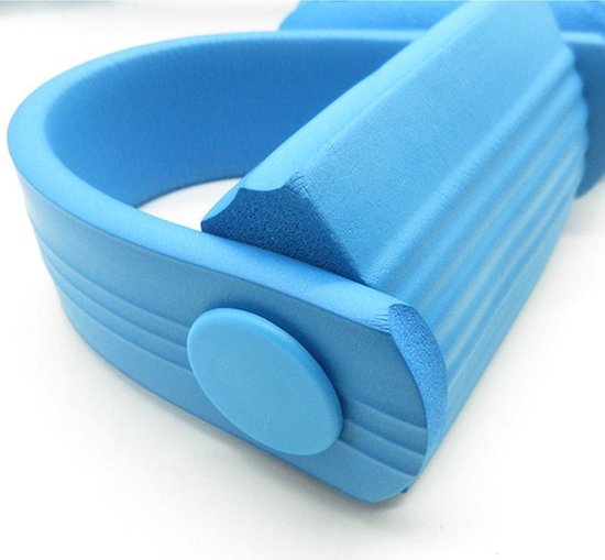 TDR - multifunctioneel weerstandstesiontouw, buiktrainer beentrainer Fitness trekkoord met voetpedaal-blauw