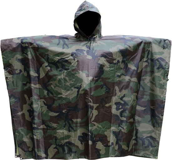 PVC Regenponcho voor outdoor fietsen en bergbeklimmen - Amerikaanse Jungle Camouflage -(One Size)