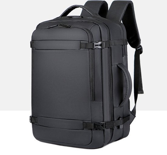Stevige multifunctionele laptoptas / schooltas - laptop tot 15,6 inch - water afstotend, meerdere vakken - met usb aansluiting - Zwart