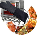 2 Stuks/1 Paar Siliconen Ovenwanten met Zachte Katoenen Voering , Extra Lange Hittebestendige Ovenhandschoenen Voor Bakken, Koken, Grillen-zwart