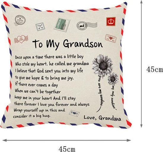 TDR Sierkussensloop 45x45 cm - 'To my grandson'