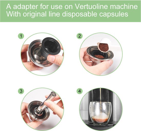 Nespreso naar vertuo capsule converter -Hervulbare Koffiecups -RVS