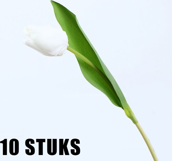 Merkloos 10 Kunst Tulpen - Realistisch, Duurzaam & Wit