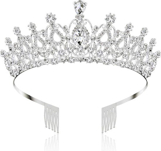 Betoverende diadeem met grote kristallen en zijdelingse kamm
