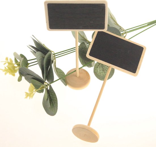 20 stuks Uniek Krijtbord op Houten Standaard- Compacte en Stijlvolle Tafeldecoratie of Bloemenaccessoire – Herbruikbaar en Ideaal voor Thuis & Horeca 8*17cm