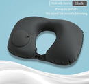 U-vormig Nekkussen - Zelfopblaasbaar Reiskussen - Zwart