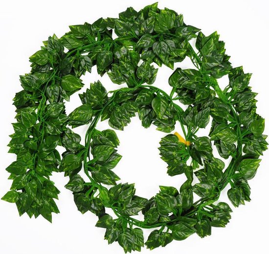 24 stuks*2 meter Klimop Slinger - Backdrop Decoratie Plant voor Huis en Tuin-Kunst Hangplant- Scindapsus Pictus-Drakenklimop Kunstplanten voor Binnen en Buiten