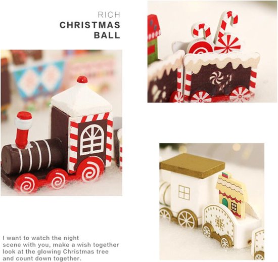 Luxe Houten Kersttrein - Kerstdecoratie - Rendier, Cadeautjes en Kerstboom - Nostalgische Feestsfeer -Groen/Rood
