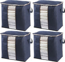 4 Stuks opbergtas voor Kleding / Dekbed / Tuinkussens - Non-wovens / Vezelvlies - Set van 4 stuks ( 4x 62 Liter) - Marineblauw