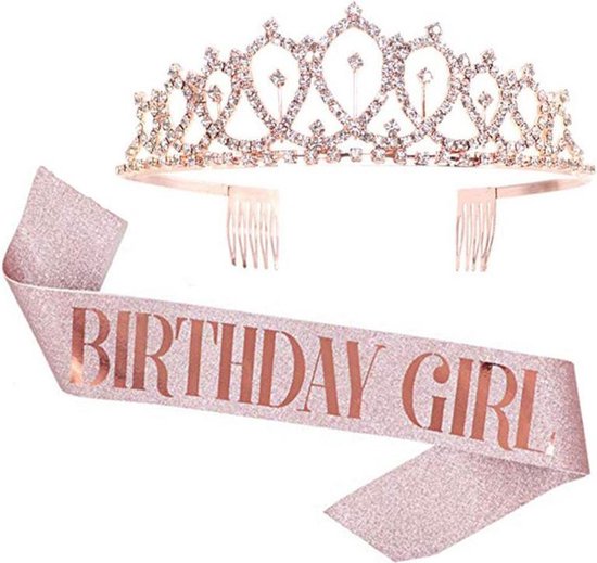 Verjaardag Sjerp en Tiara - Met text "Birthday  Girl "  rose goud