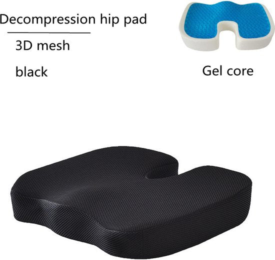 Unikorf Gelzitkussen – Wasbaar Ademend Net Zwart 45x35x7cm