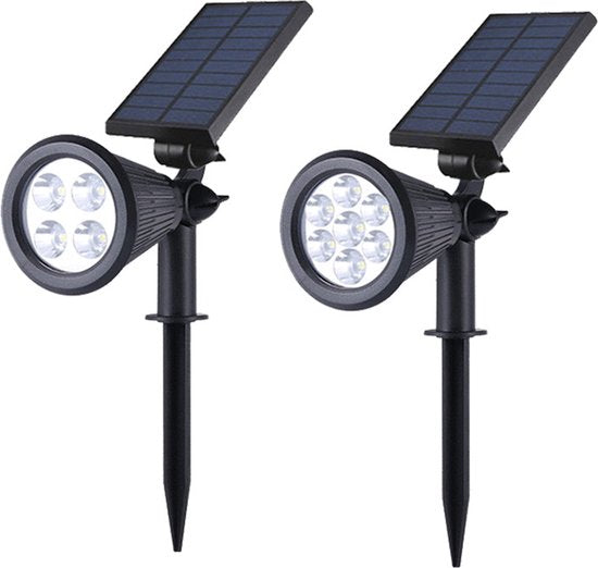 2x LED Solar Spot IP65 - Wand/Grondspies, Wit