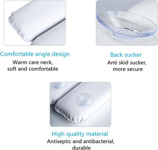 Luxe Bad kussen Met 7 Anti-Slip Zuignappen-Orthopedisch Hoofd, Nek & Schouders Steun-Heerlijk Voor In Bad en Jacuzzi-Waterdicht -wit