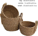 3-delige Natuurlijke Grasvezel Plantmanden Set - Stijlvolle Plantenhouders met Handgreep-Verrijk je Ruimte met Natuurlijke Elegantie - Duurzaam, Veelzijdig en Milieuvriendelijk Design-bruin