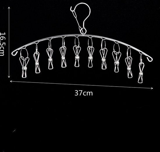 3x RVS Sokkenrek en Ondergoed Droger met 10 knijpers