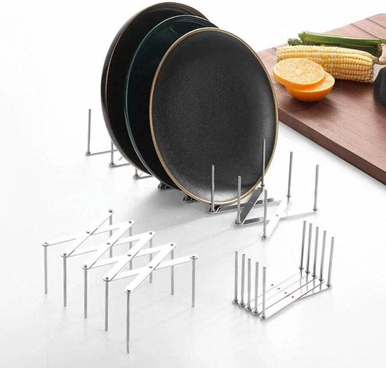 2x Premium Uitschuifbaar Keukenrek - Roestvrij Staal - Zilve