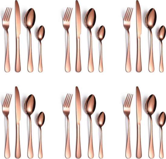 Roestvrijstalen bestekset 24-delig met koffer - Roségoud