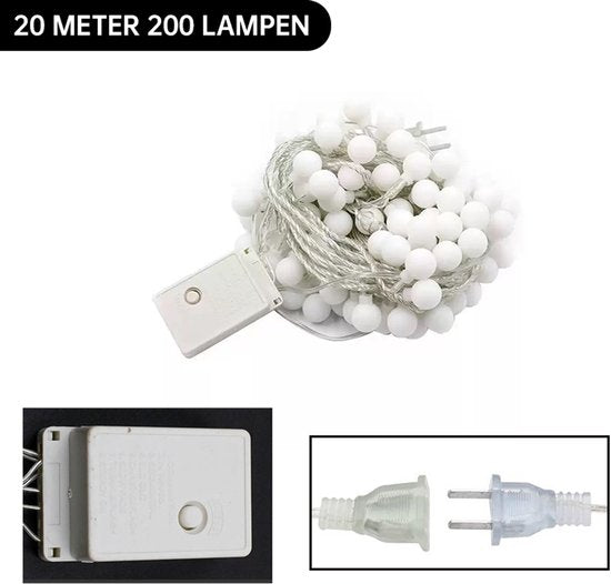 LED bal lichtsnoer warm wit 12m 100 lichtjes bal USB 8 functies afstandsbediening