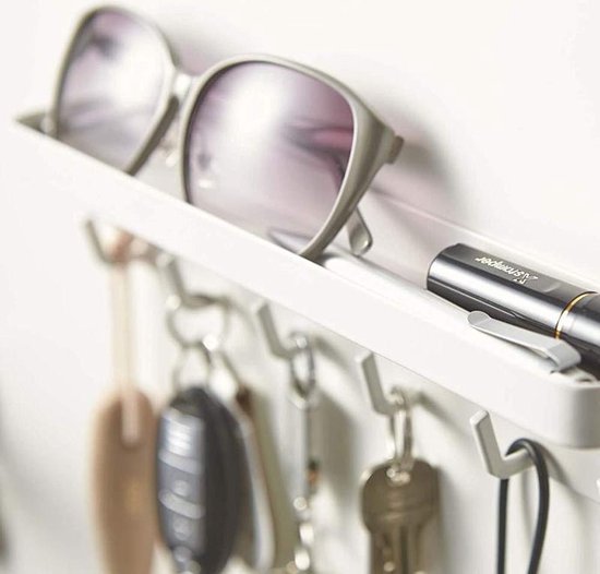 Sleutelrekje met magneet – 6 haakjes – RVS – Wit – 24,5 cm