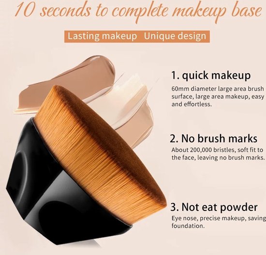 2 stuks Groot formaat Foundation Brush - Synthetische borstelharen voor een natuurlijke en egale make-up