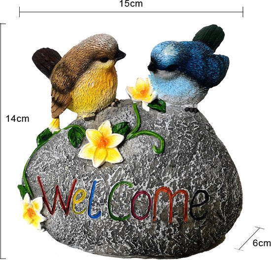 Landelijke Hars Vogeldecoratie Warm Welkom 15x6x14cm