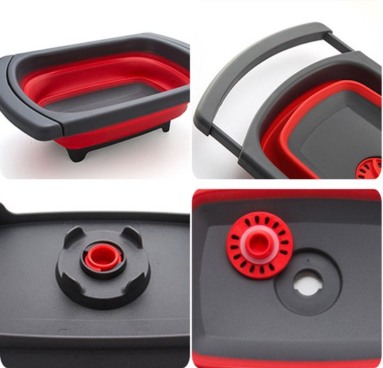 Opvouwbare wasbak, draagbare opvouwbare wasbak, afvoermand,