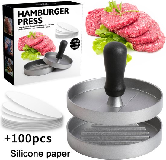 Hamburgerpers met Antiaanbaklaag + 100 waxpapiertjes