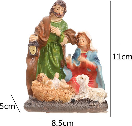 2-Delige Kerststal Set - Maria, Jozef en Kindje Jezus - Compacte en Gedetailleerde Kerstdecoratie