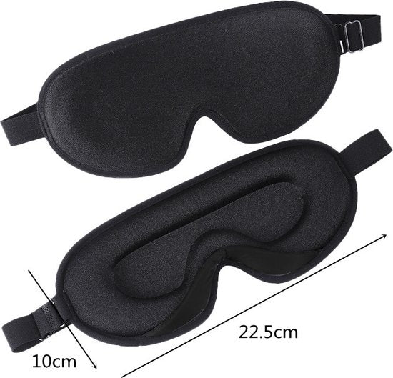 3D Verduisterend Slaapmasker - Comfortabel Oogmasker voor Mannen en Vrouwen - Diepe en Ongestoorde Nachtrust - 22.5x10x1.5cm - Zwart