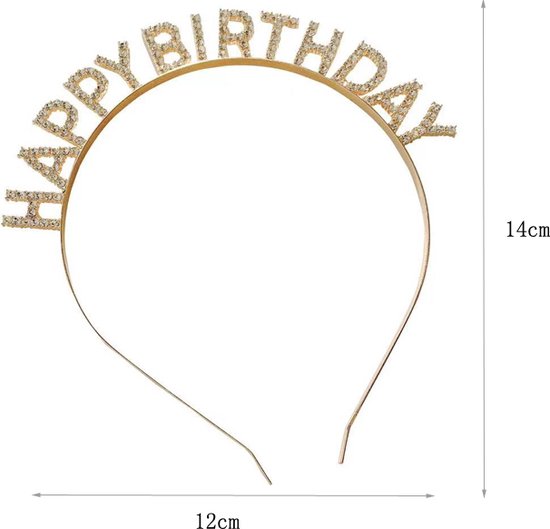 Happy Birthday Tiara en Sjerp-Met text "Birthday Queen"- Ideaal als Cadeau voor Verjaardagen-birthday diadeem-goud
