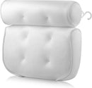 Ultiem Comfort Badkussen met 3D Air-mesh-technologie en 6 Krachtige Zuignappen - Luxe Ondersteuning voor Nek, Hoofd, Rug en Schouders in de Badkuip 36*32*8cm-wit
